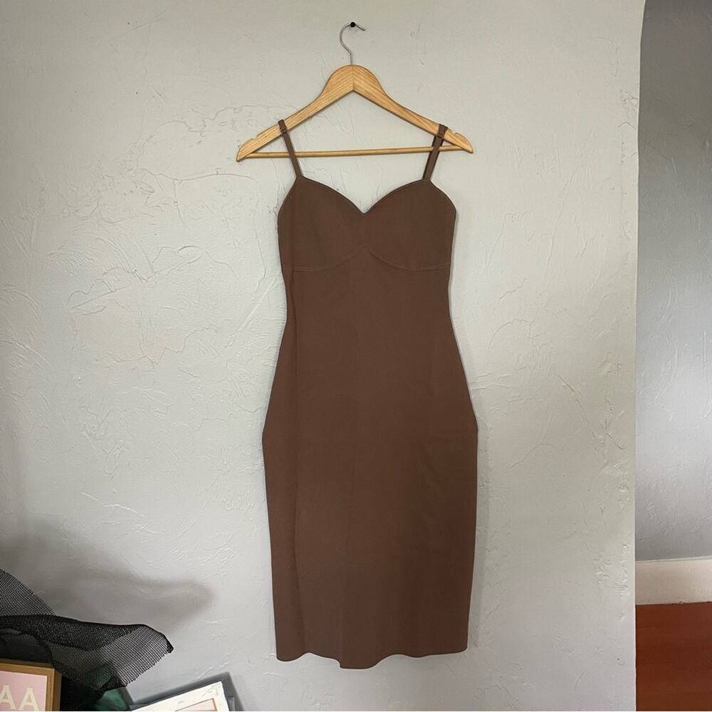 Aritzia Babaton Lariat Dress Size L Sold out Color Deep Taupe - Picture 2 of 6